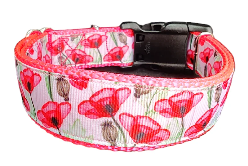 Poppies Nylon Dog Collar