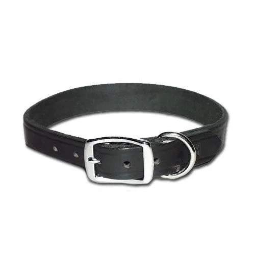 Premium Black Latigo Stitched Leather Dog Collar