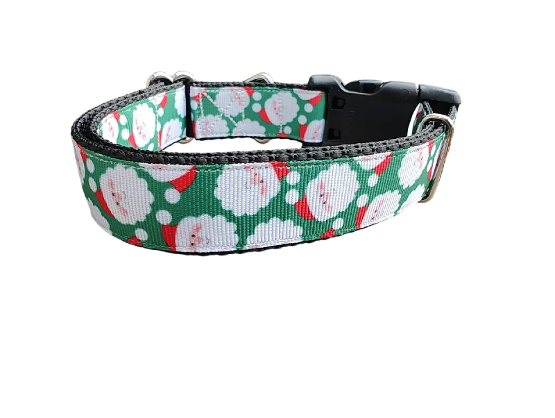 Santa Heads Christmas Nylon Dog Collar