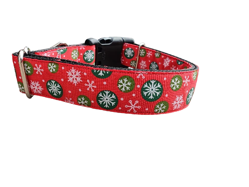 Snowflake Polka Dots Nylon Dog Collar