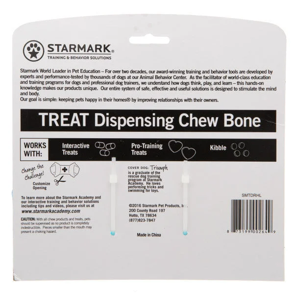 Starmark Treat Dispensing Blue Chew Bone Dog Toy