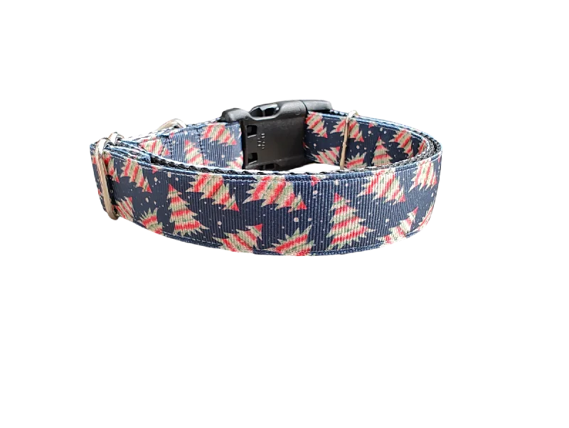 Striped Trees Christmas Nylon Dog Collar