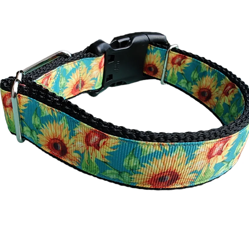 Sunflower Skies Nylon Dog Collar