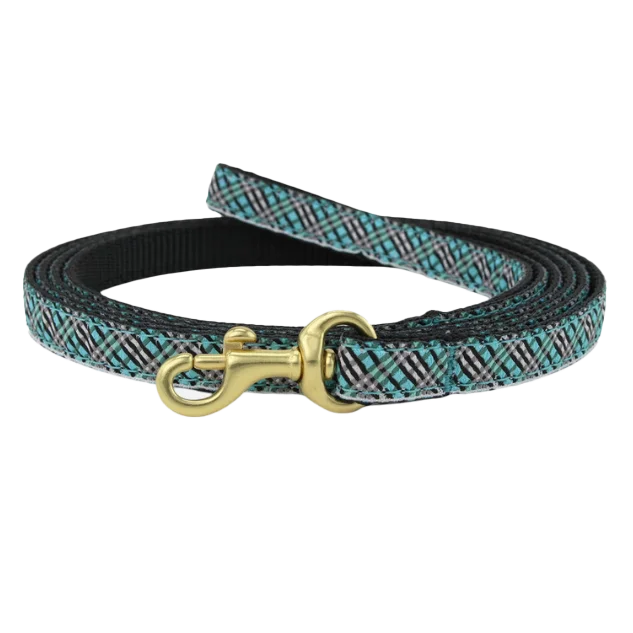 Teacup Leash | Aqua Plaid