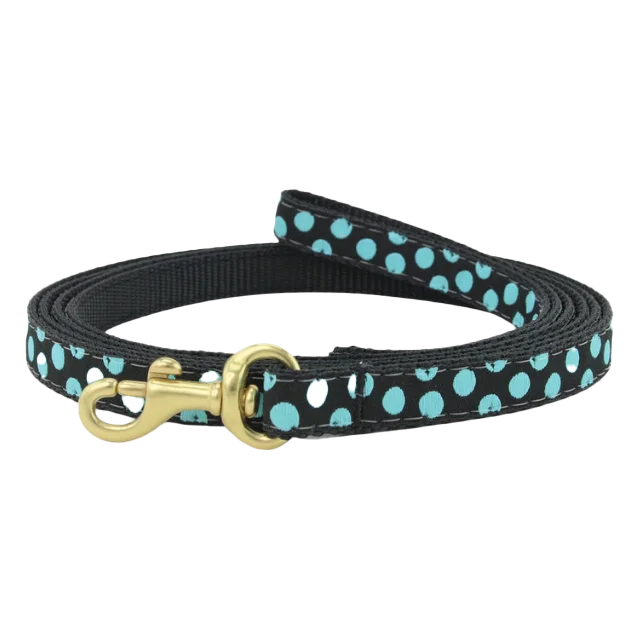 Teacup Leash | Black & Aqua Dots