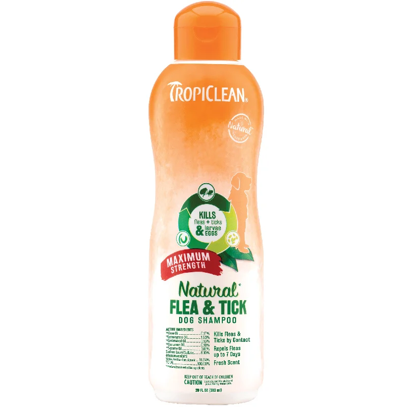 TROPICLEAN NATURAL FLEA & TICK MAXIMUM STRENGTH SHAMPOO FOR DOGS