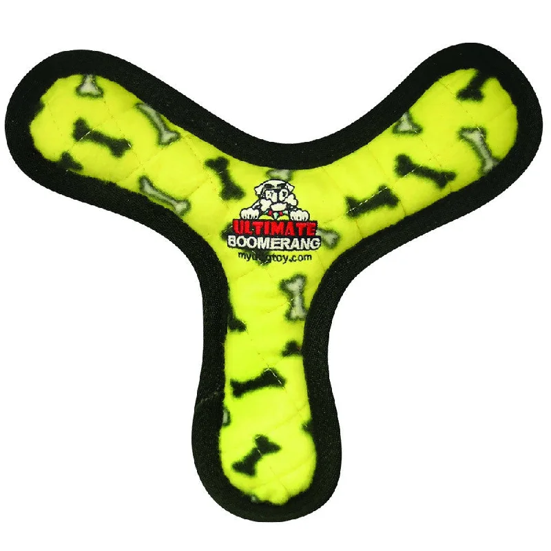 Tuffy Ultimates Yellow Bones Boomerang Dog Toy