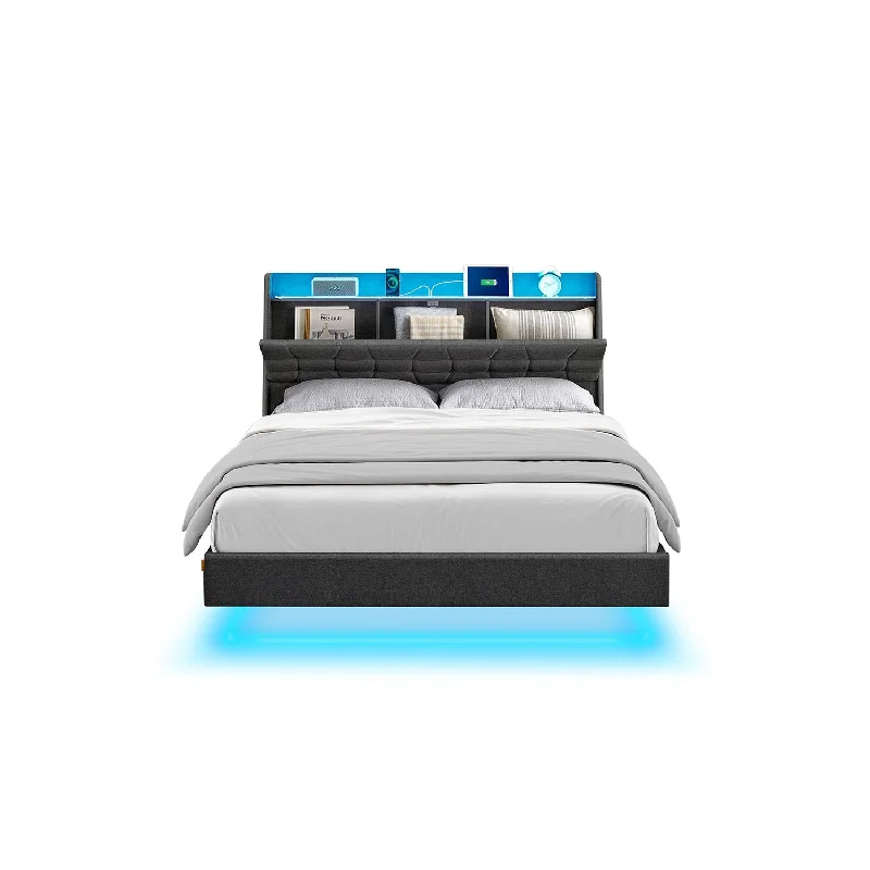 Floating Bed Frame with LED Lights