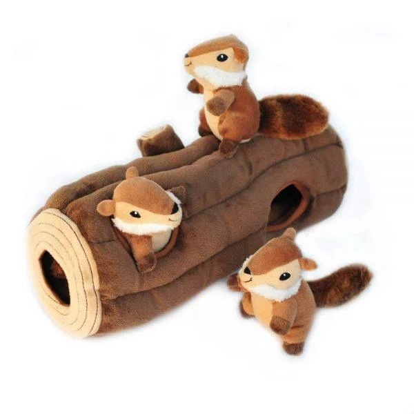 ZippyPaws Zippy Burrow Log 'n Chipmunks Hide & Seek Puzzle Dog Toy (Puzzle Dog Toy)