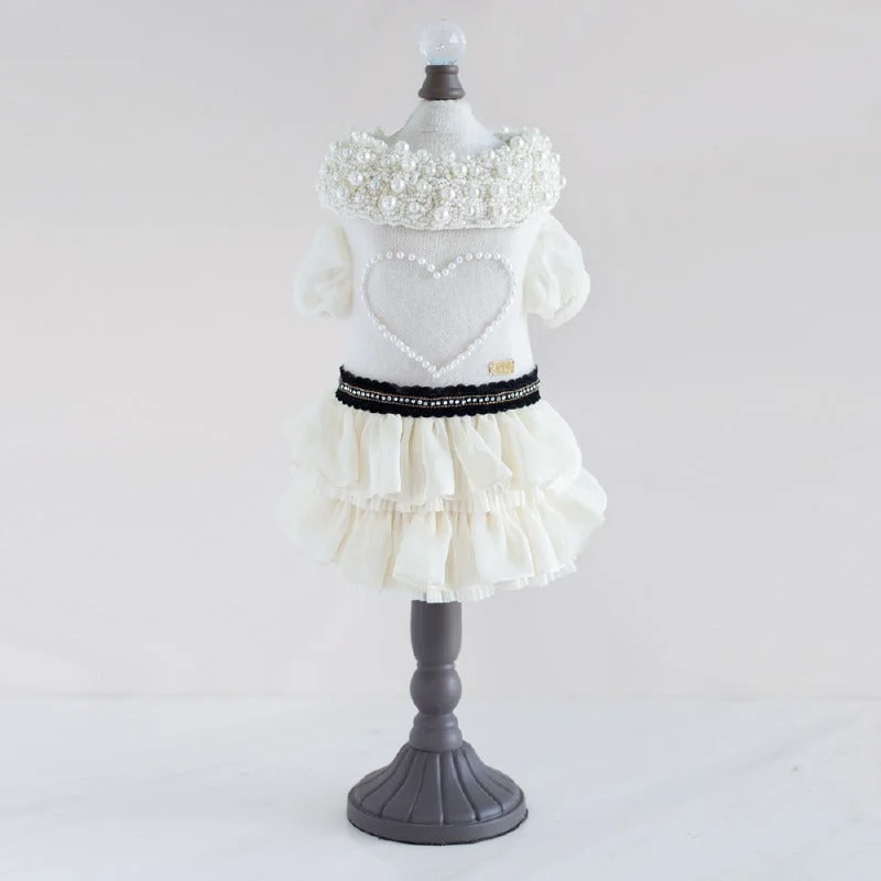 Cashmere Pearl Heart Dog Dress