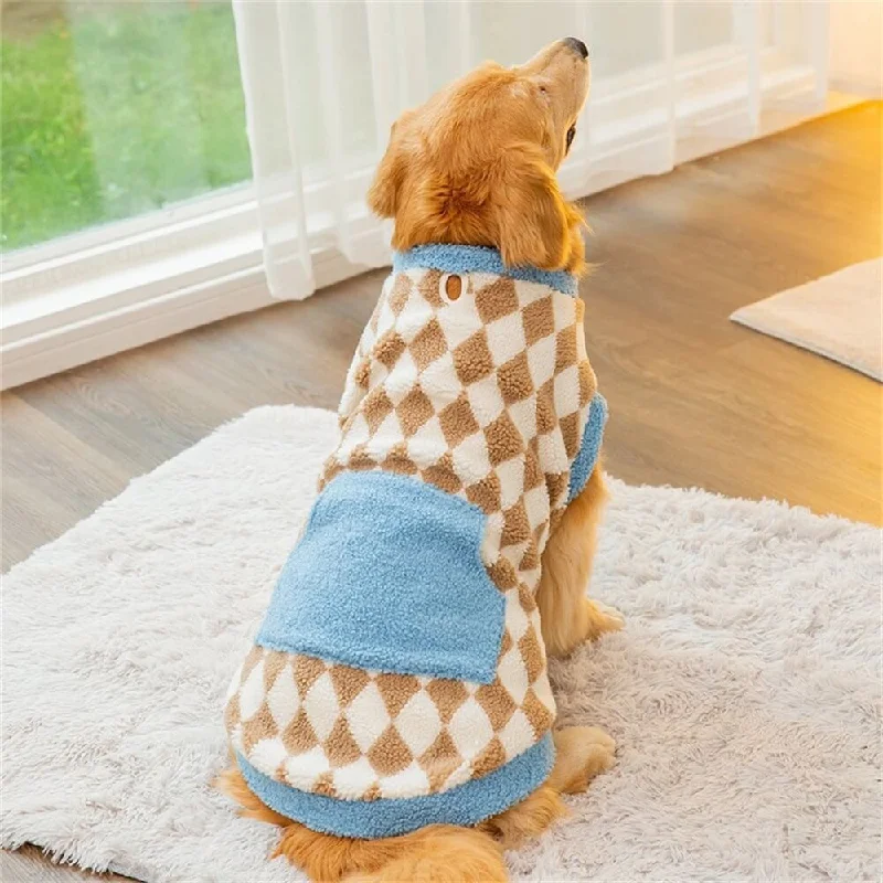 Cozy Argyle Dog Sweater with Pocket – Available in Two Colors