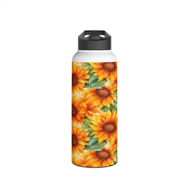 Sunflower Stainless Steel Water Bottle - 3 sizes - Flower Lover Water Bottle - Retro Water Bottle - Best Wife Gift - Best Mom Gift